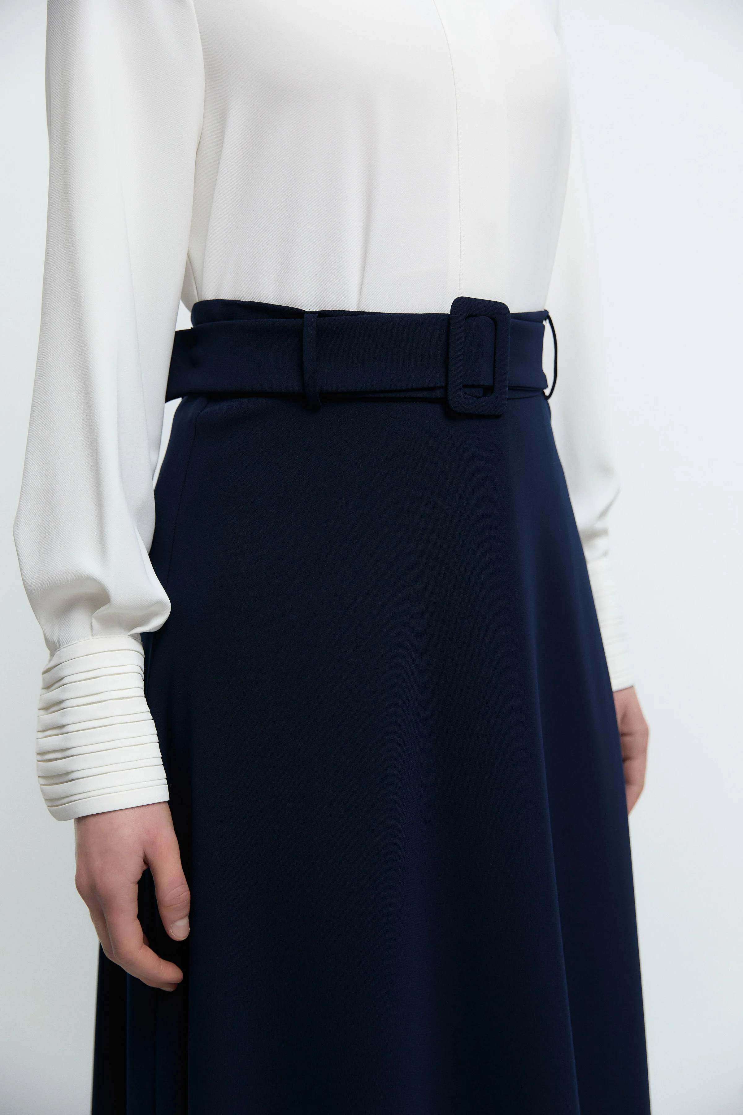 Jupe avec ceinture - Blue marine - Image 4