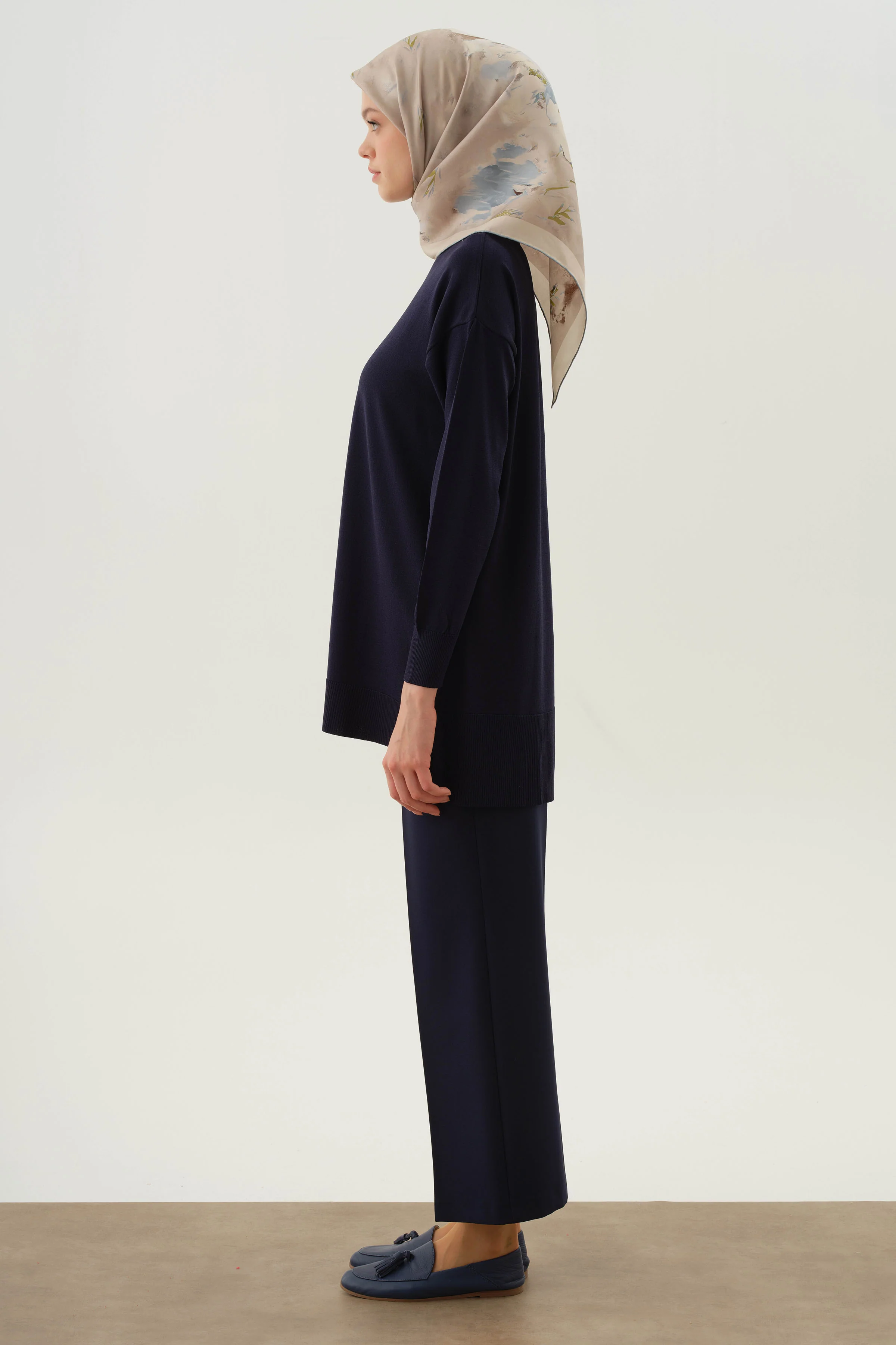 Pantalon culotte à taille élastiquée - Blue marine - Image 3
