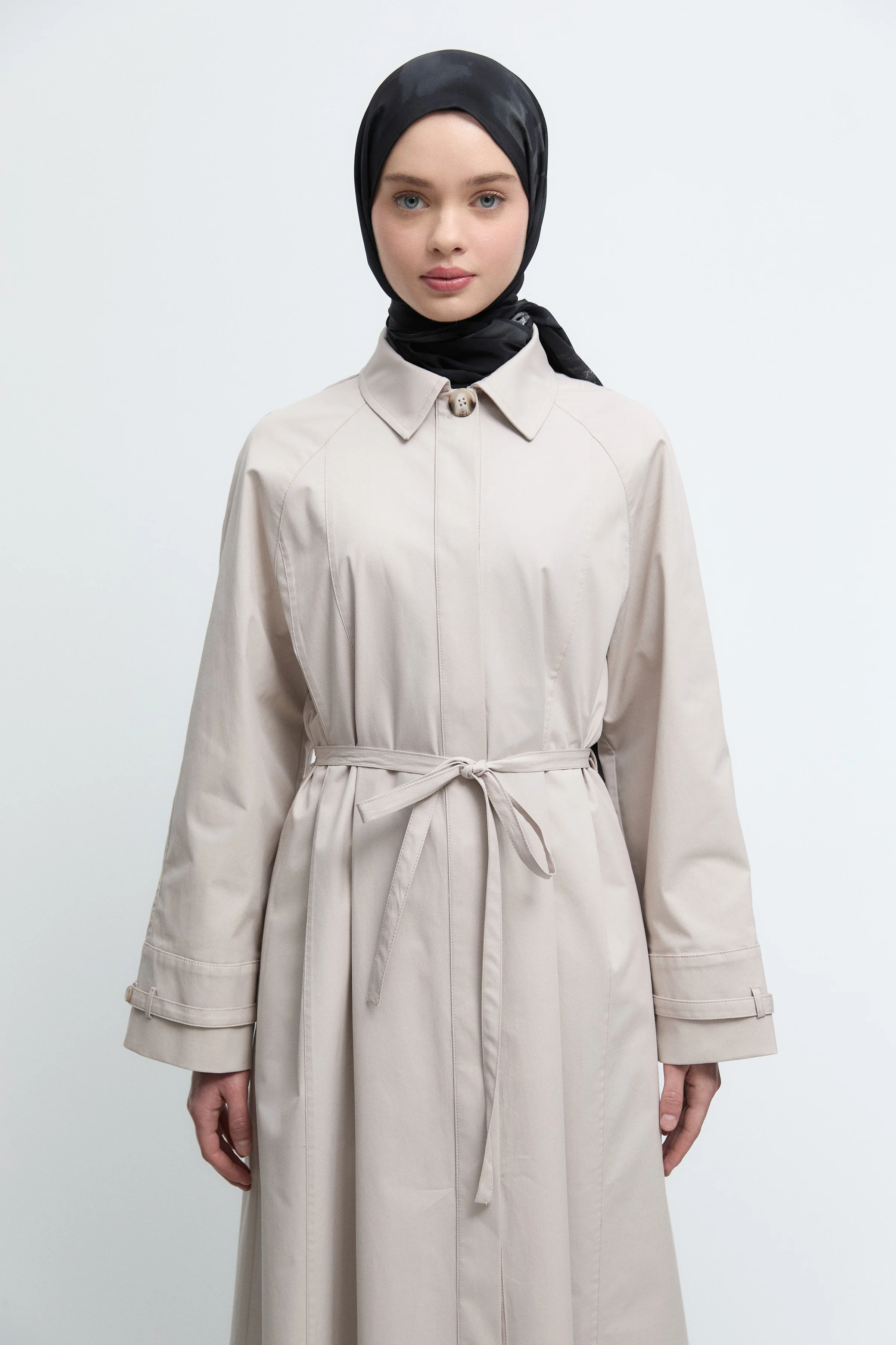 Trench-coat à manches ceinturées - Grége clair - Image 5