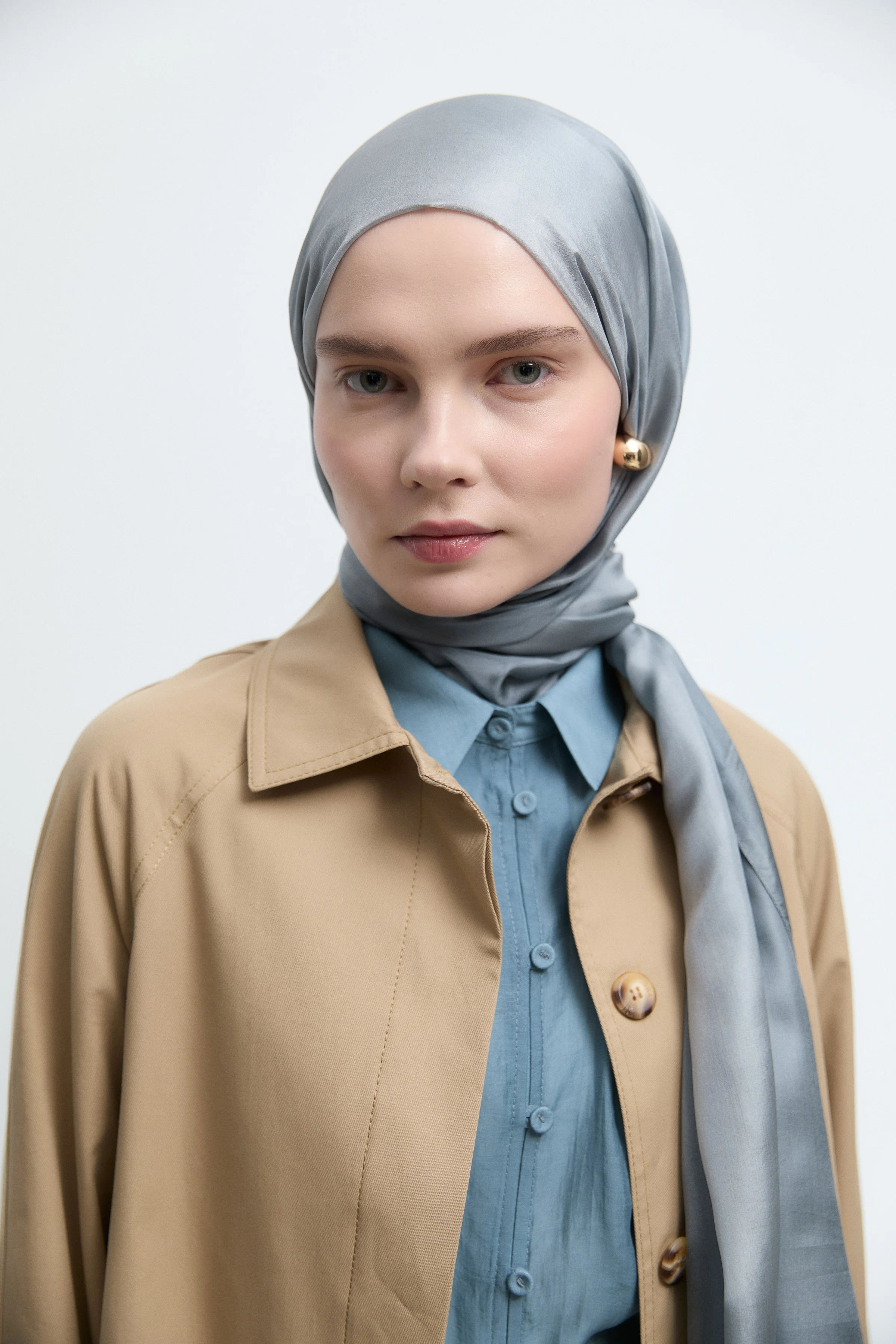 Trench-coat avec détail de coutures latérales - Beige - Image 3